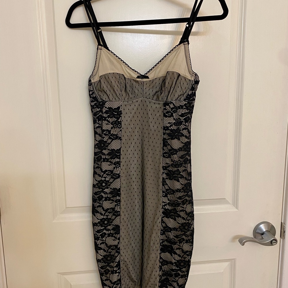 Elegant Black and Cream Lace Dress/Slip/Lingerie